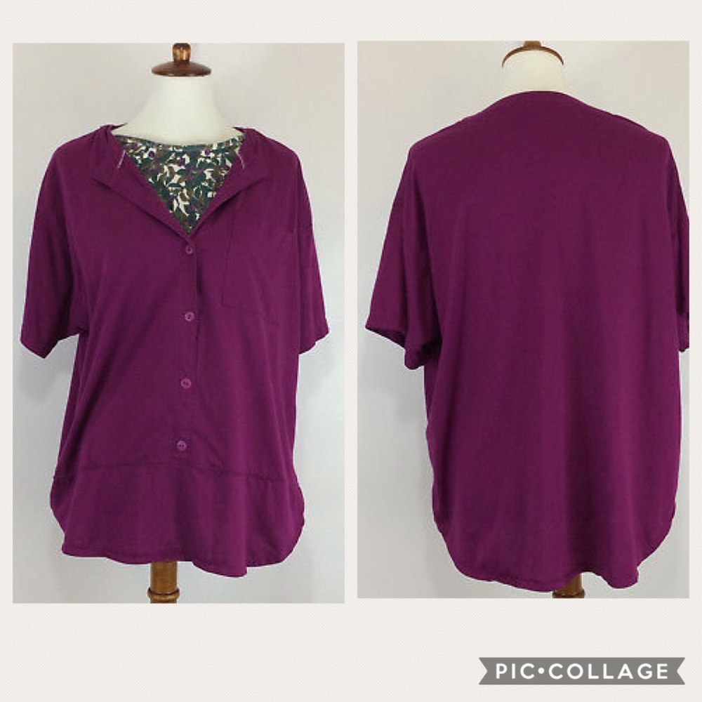 Purple/Maroon & Floral Inlay Tee SZ 24. (42).